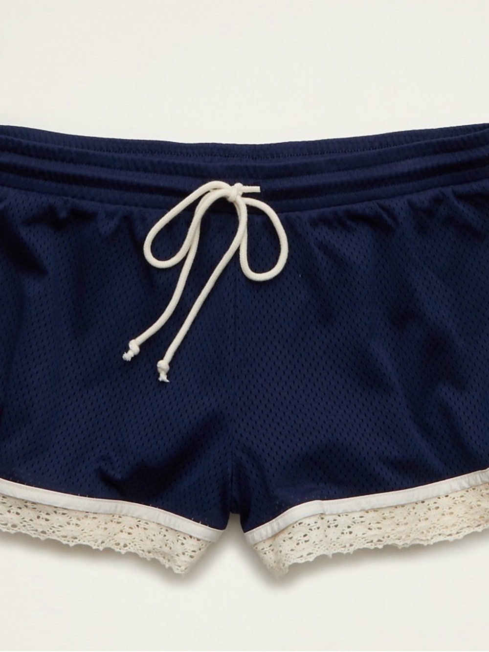 American Eagle Outfitters Navy Lace-Trim Athletic Shorts